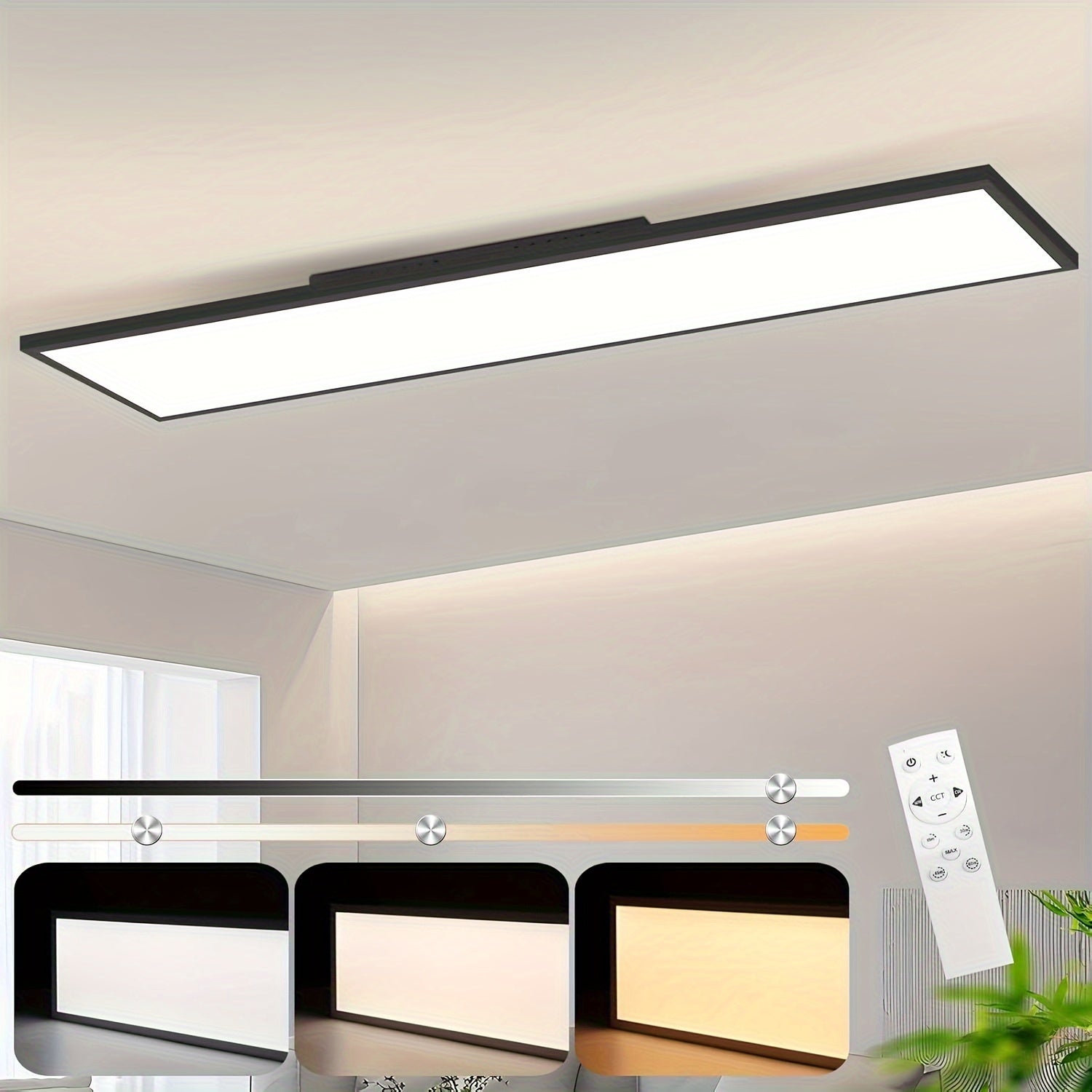 Modern Flush-Mount Flat LED Ceiling Light with Remote Control & Ambient Lighting