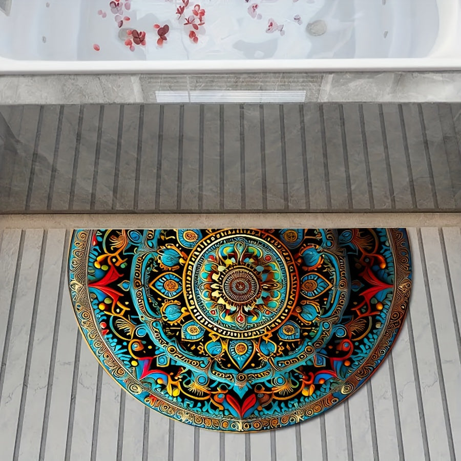 Sacred circle semicircular mandala doormat