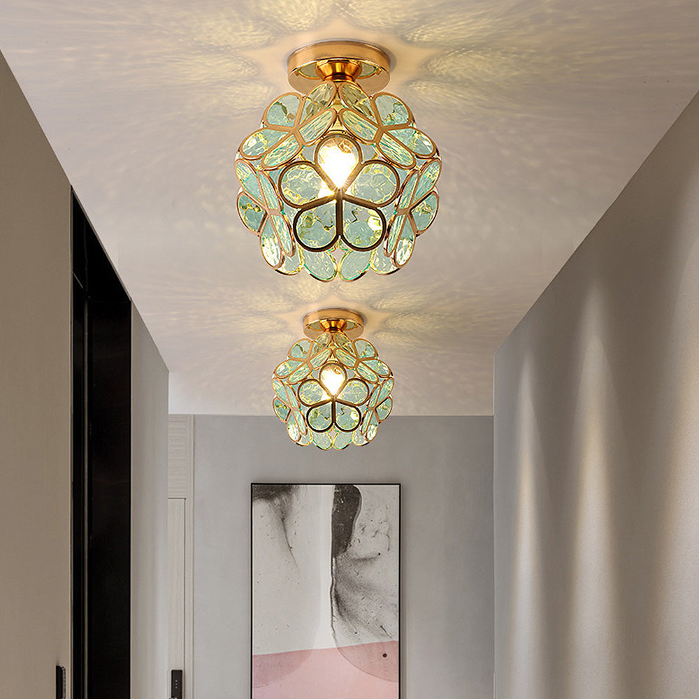 Floral Ceiling Light with Glass Details in Elegant Soft Lighting Fixture