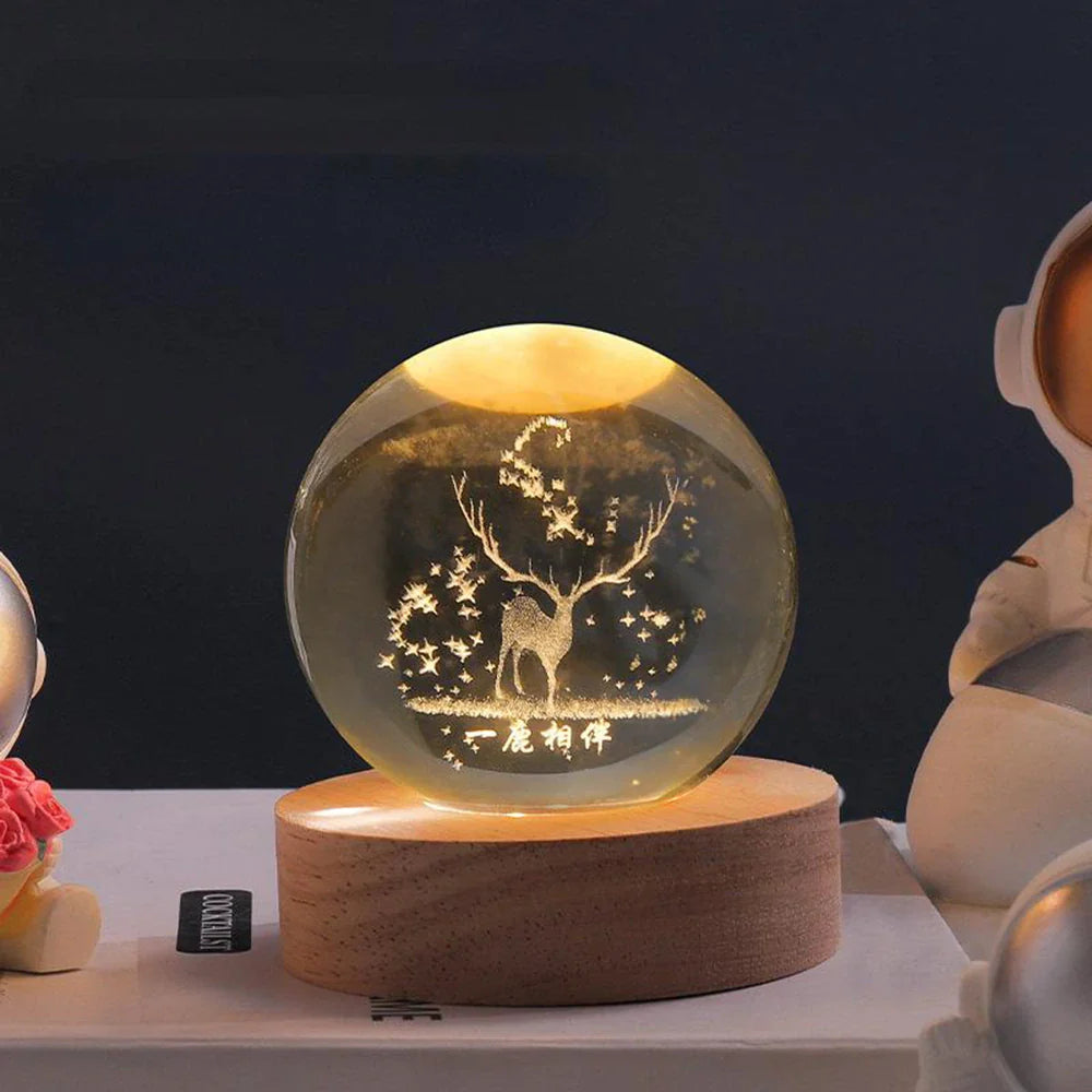 Luminous 3D Crystal Ball Glowing Planet Night Light