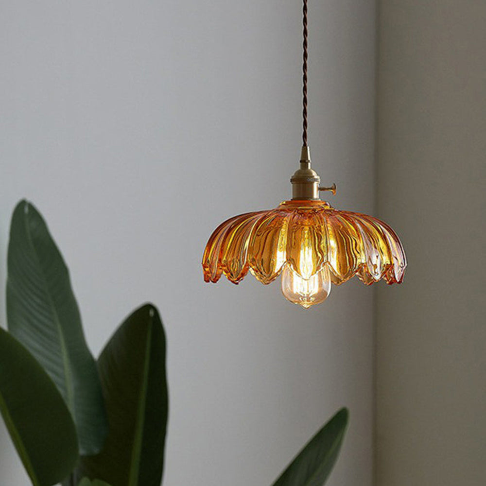 Vintage Blossom Glass Pendant Light Floral Design Hanging Light