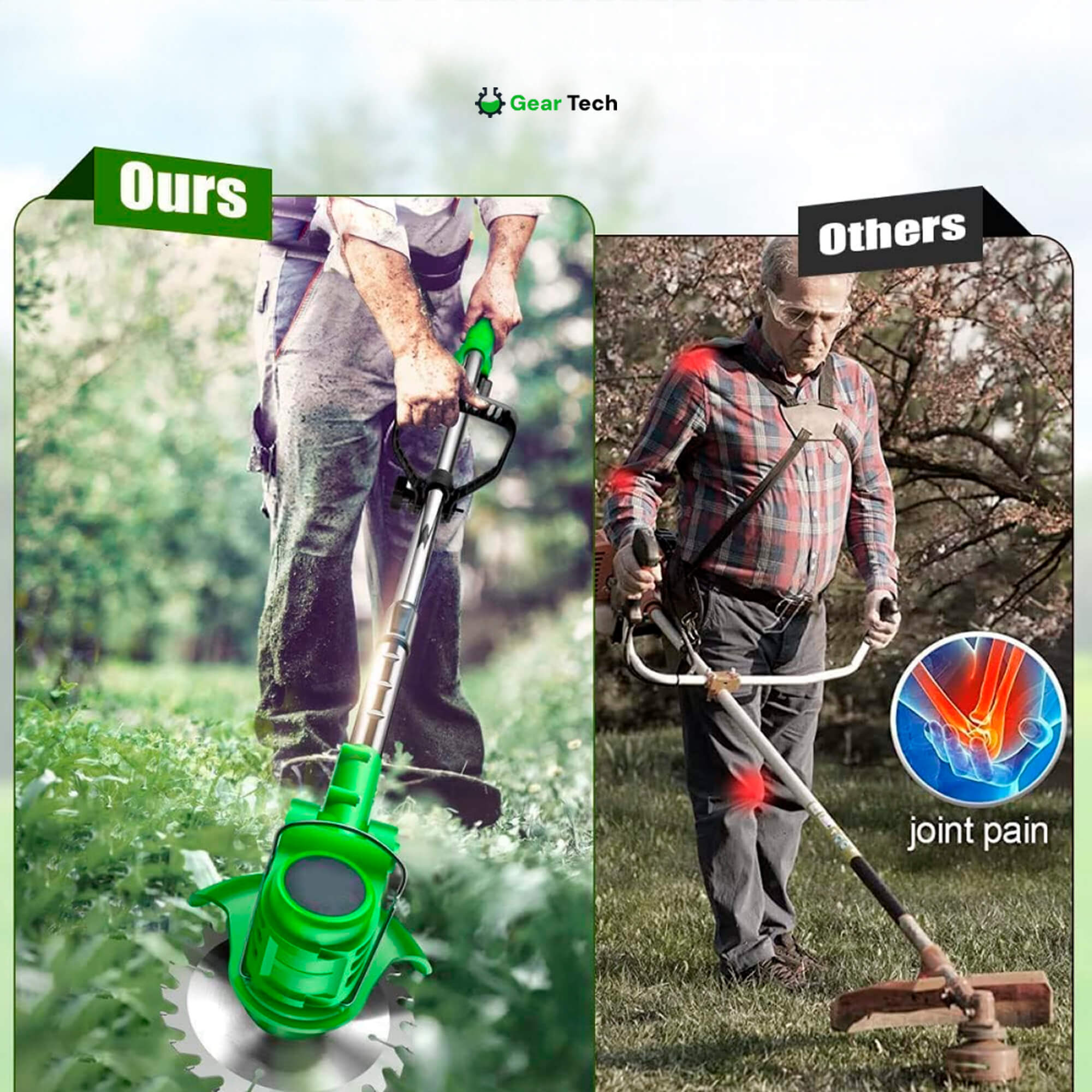 Cordless Grass Strimmer Lightweight 24V Bladed Lawn Tool