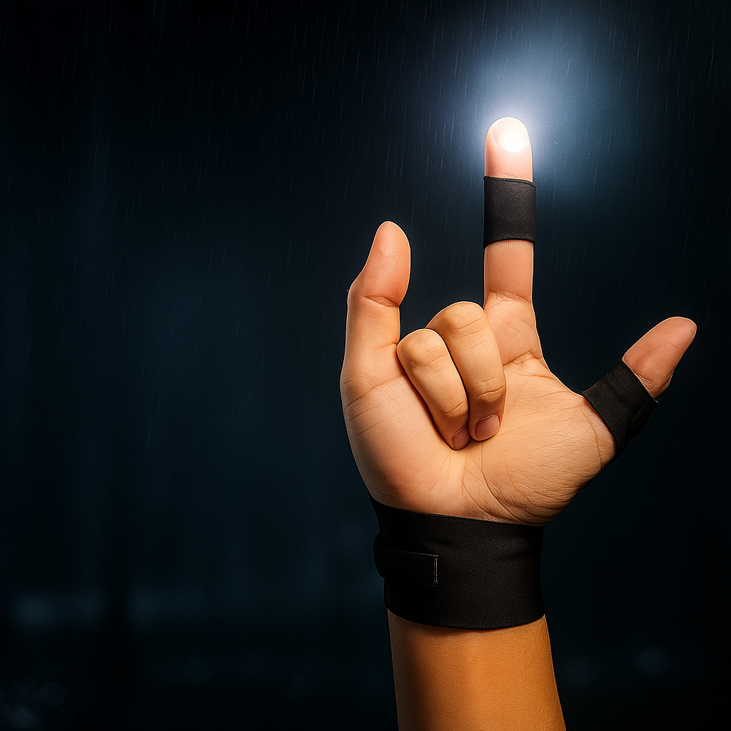Glove with combined LED lighting