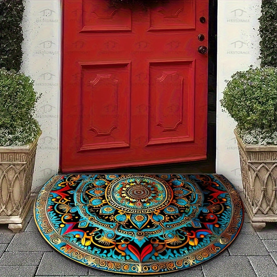 Sacred circle semicircular mandala doormat