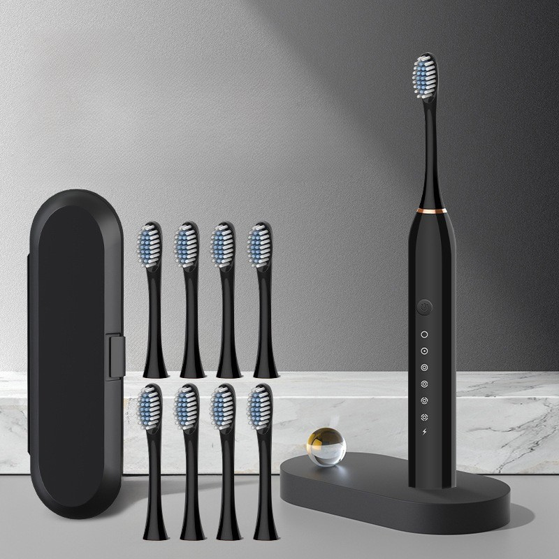 Rechargeable sonic toothbrush with soft replacement brushes