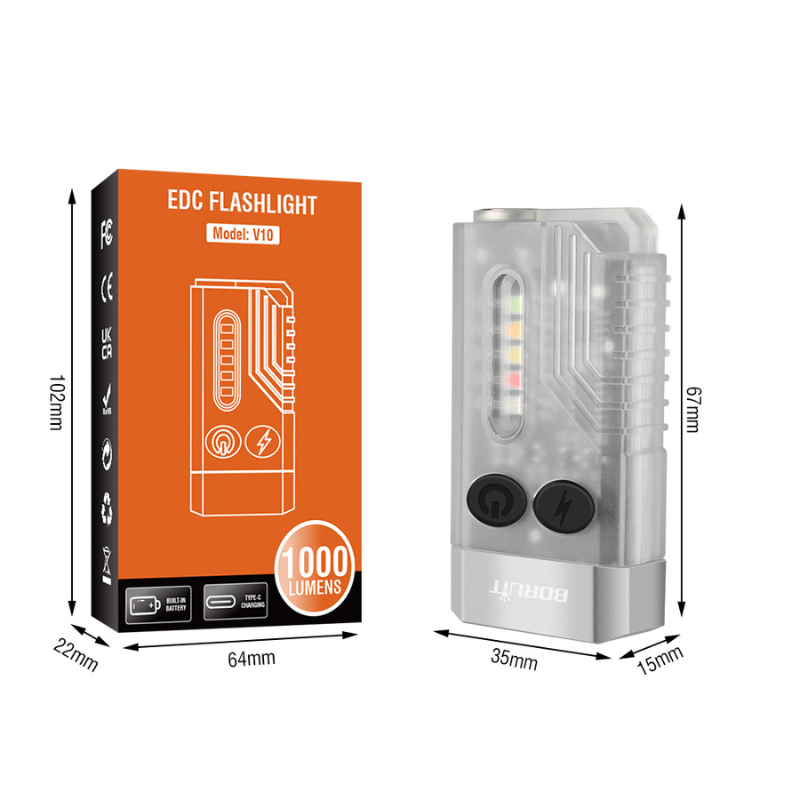 Versatile Multi-Colour Rechargeable Compact Torch Light