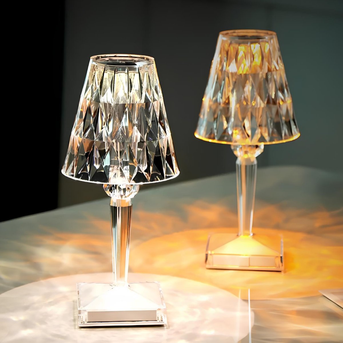 Elegant Crystal Glow Lamp Touch Control & Rechargeable Design