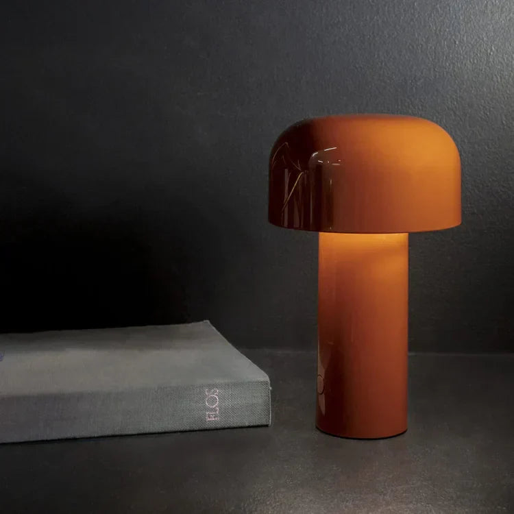 Wireless table lamp with modern mushroom design