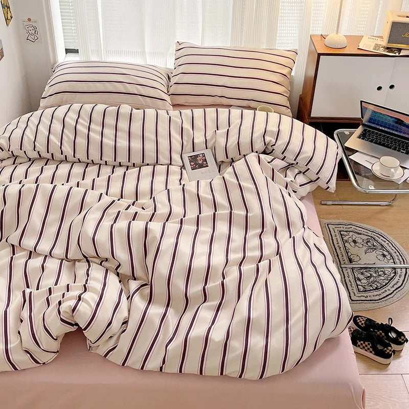 Timeless Striped Bed Set Complete Duvet & Pillowcase Collection
