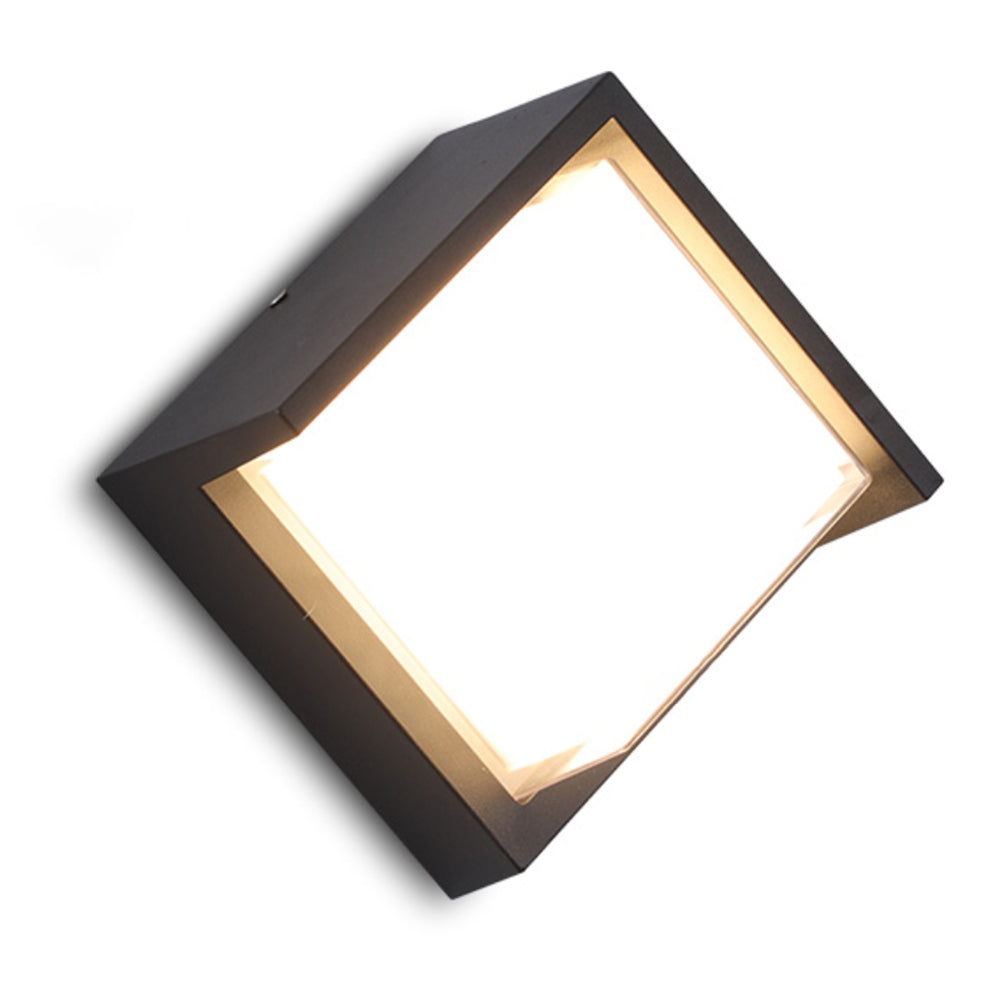 Contemporary Square Outdoor Wall Light Black Metal with Acrylic Shade