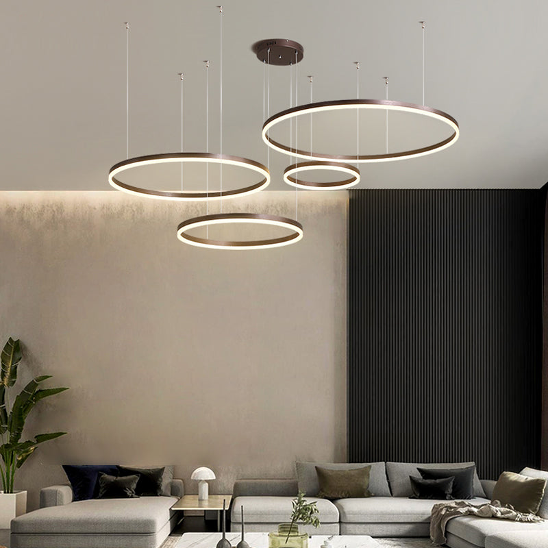 Modern Ring Pendant Light Elegant Black & Gold Metal Design
