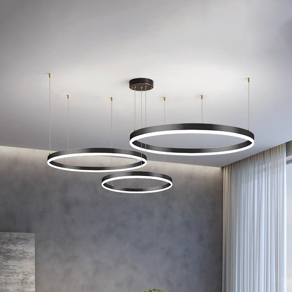 Modern Ring Pendant Light Elegant Black & Gold Metal Design