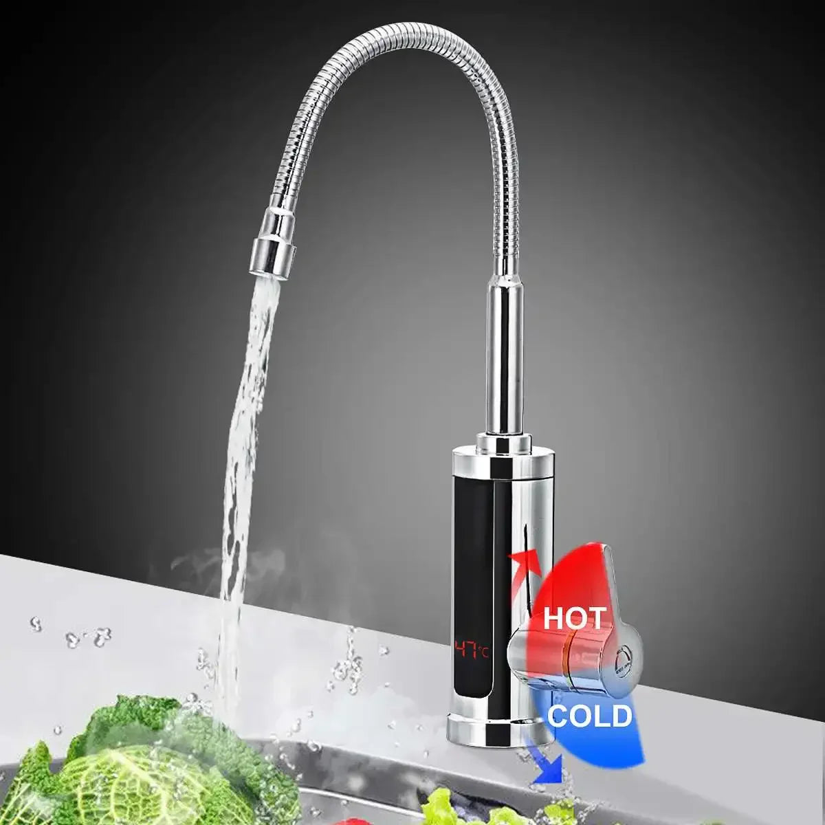 Instant Hot Water Kitchen Tap 3000W Rapid-Heating Electric Mixer
