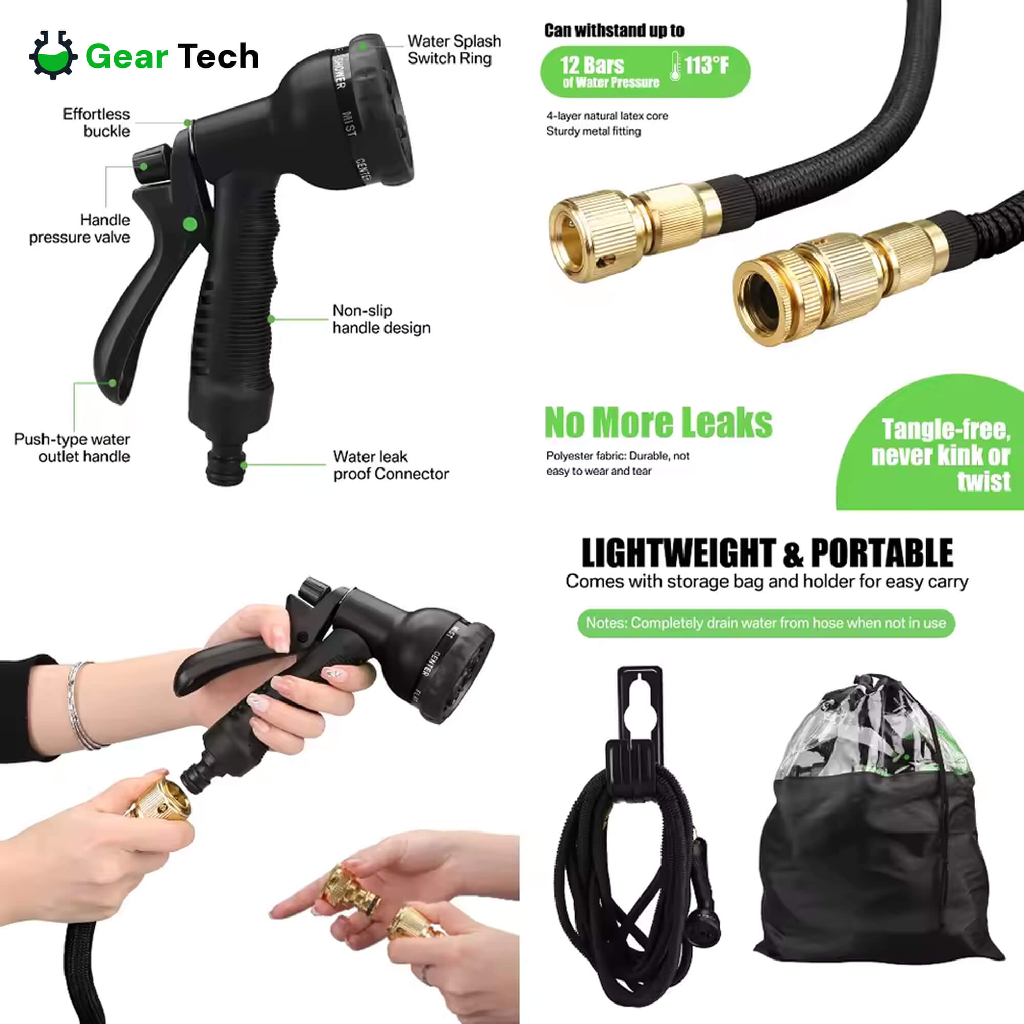 Expandable Garden Hose Tangle-Free, Durable & Easy-Store Watering Hose