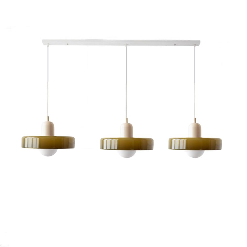 Stylish Pendant Light with 3 Colored Glass Shades Adjustable Ceiling Lamp