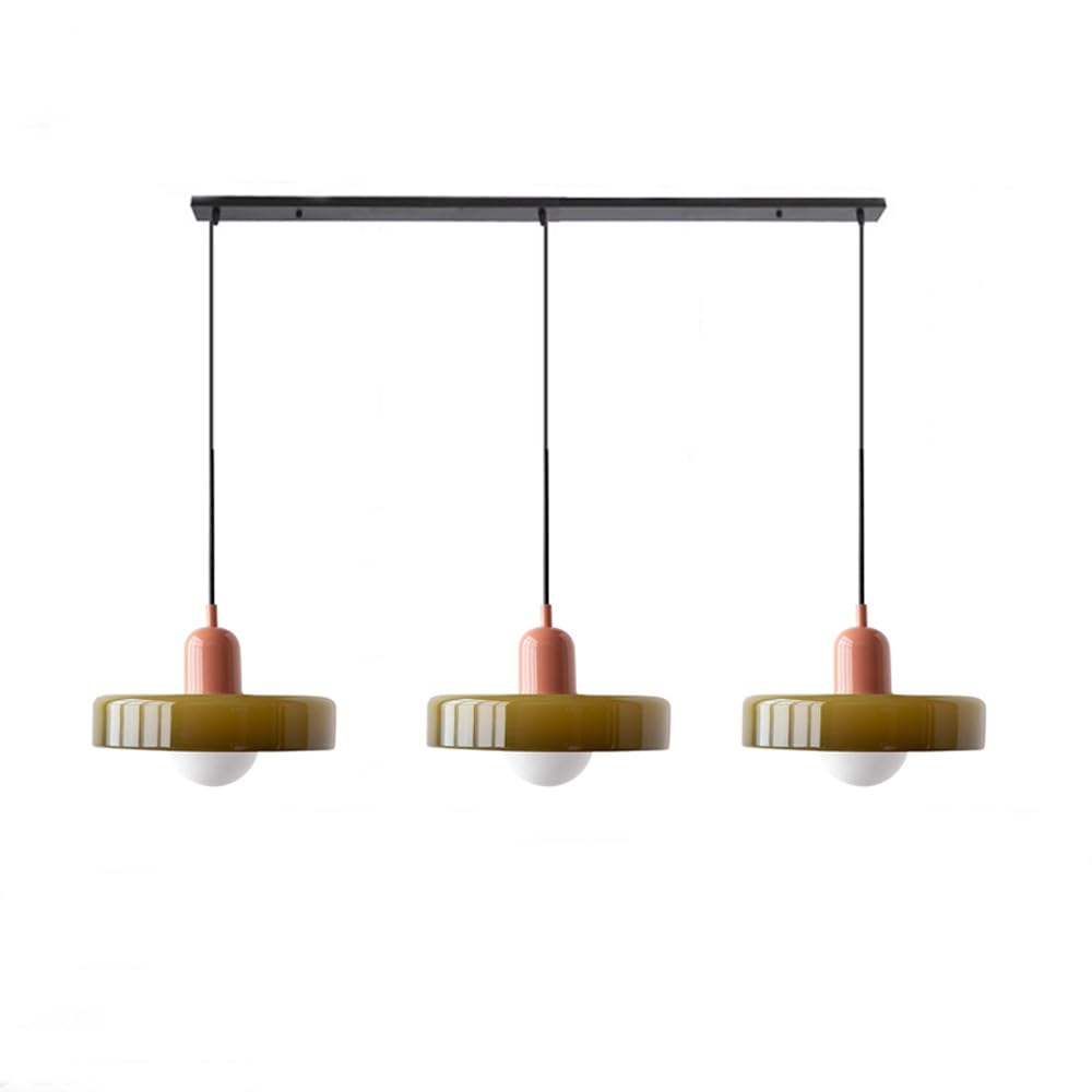 Stylish Pendant Light with 3 Colored Glass Shades Adjustable Ceiling Lamp