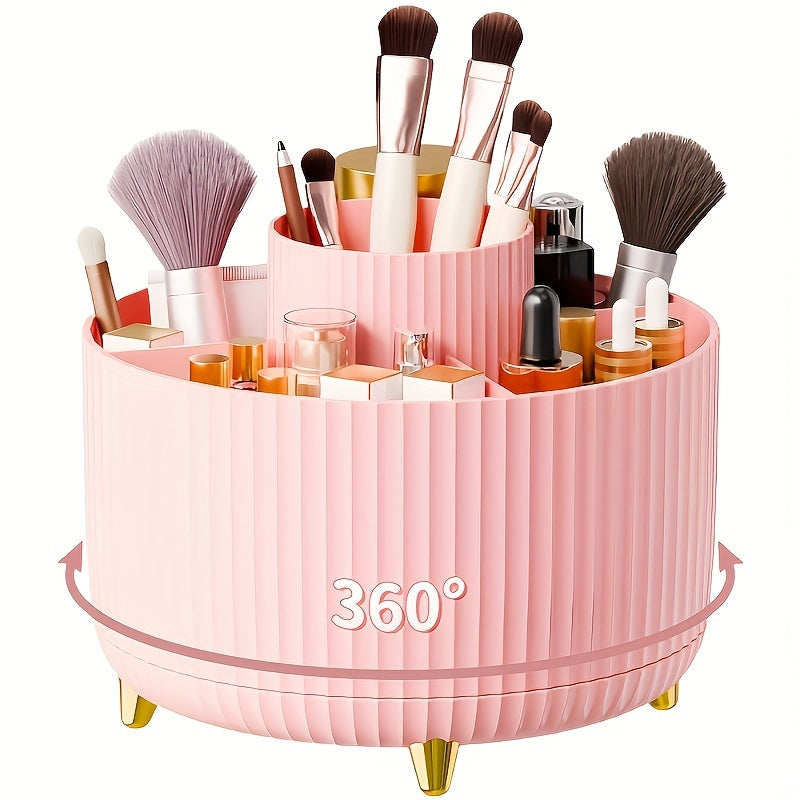 Makeup Organizer with 5 Compartments Rotating Cosmetic Storage Stand