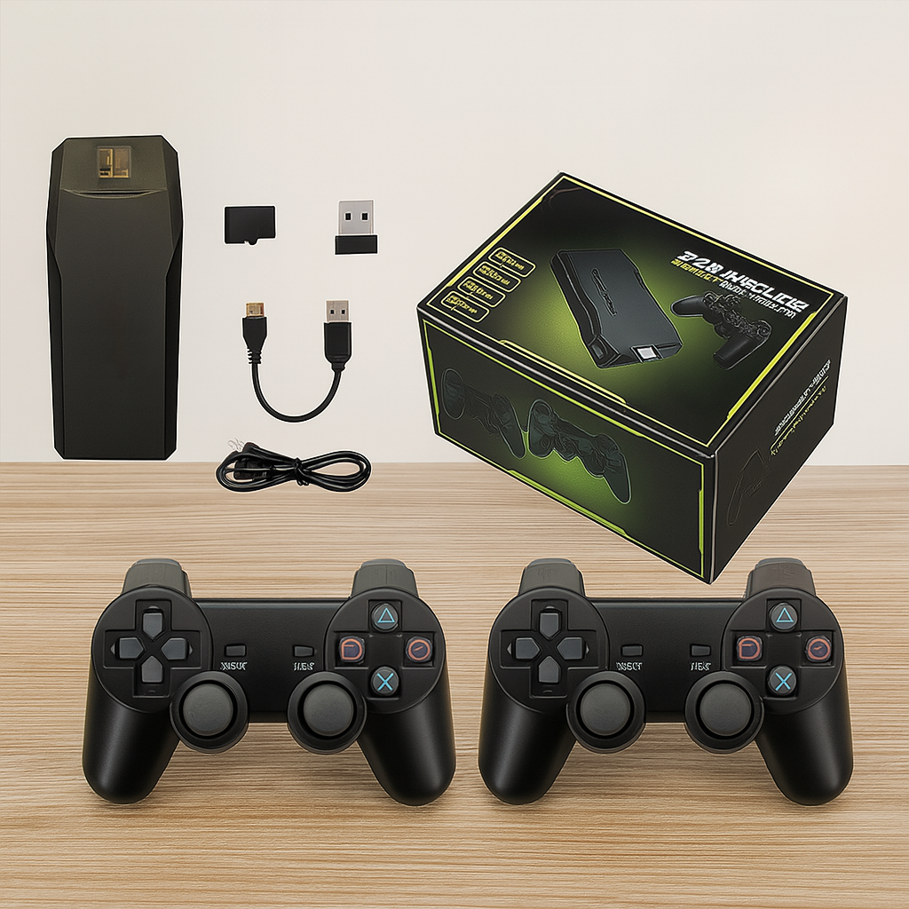 Wireless game controller with retro games and 4K support