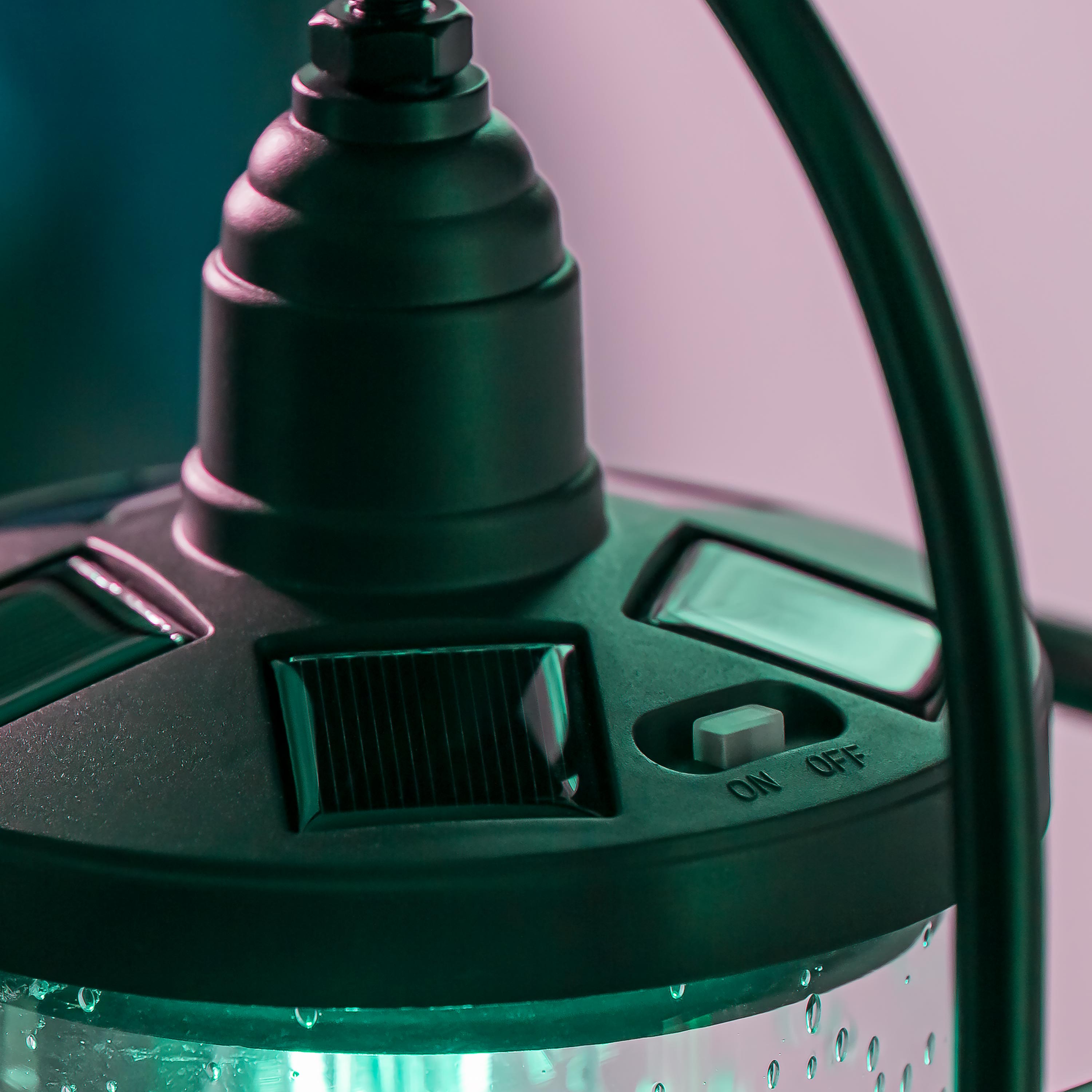 Solar lantern with bell glass and metal frame