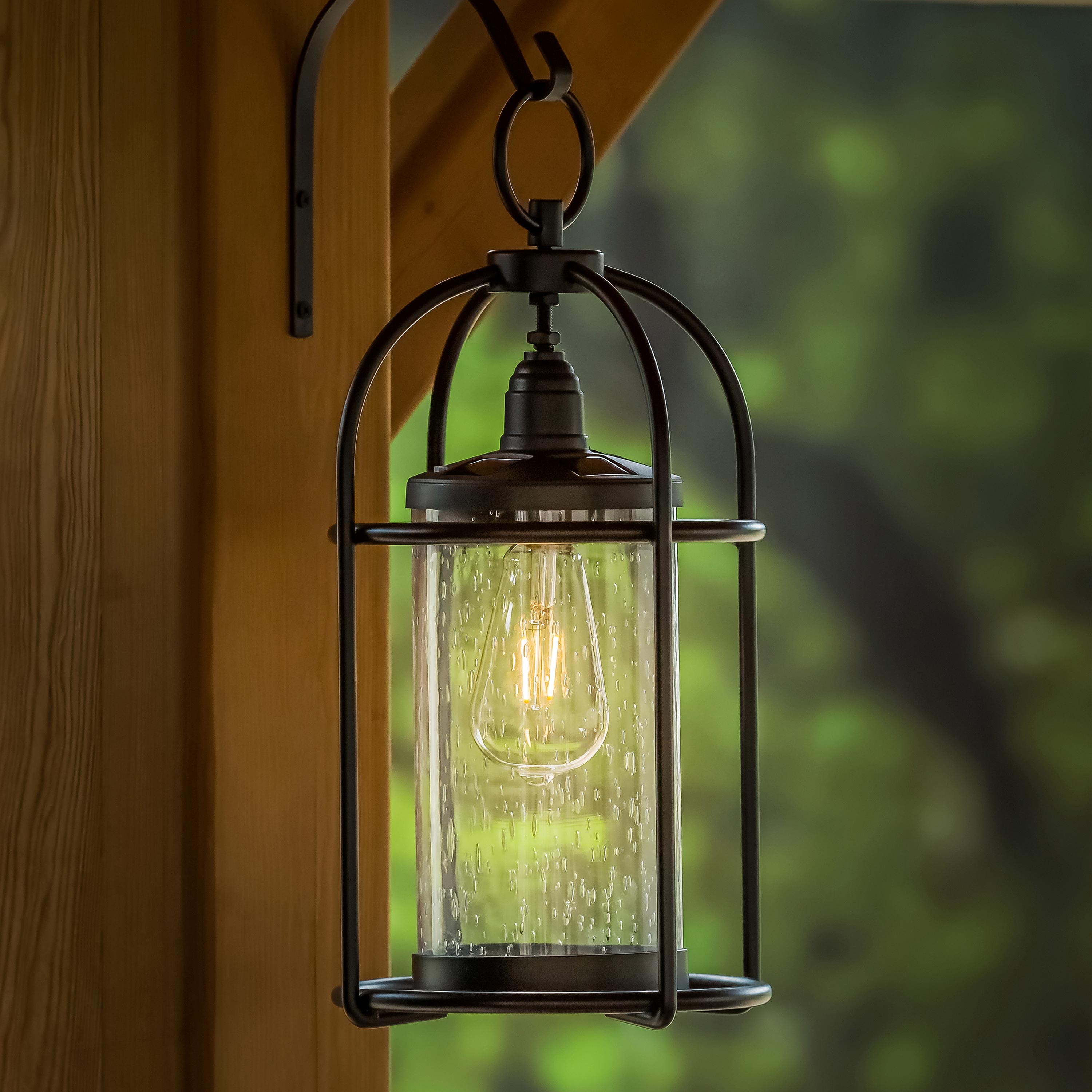 Solar lantern with bell glass and metal frame
