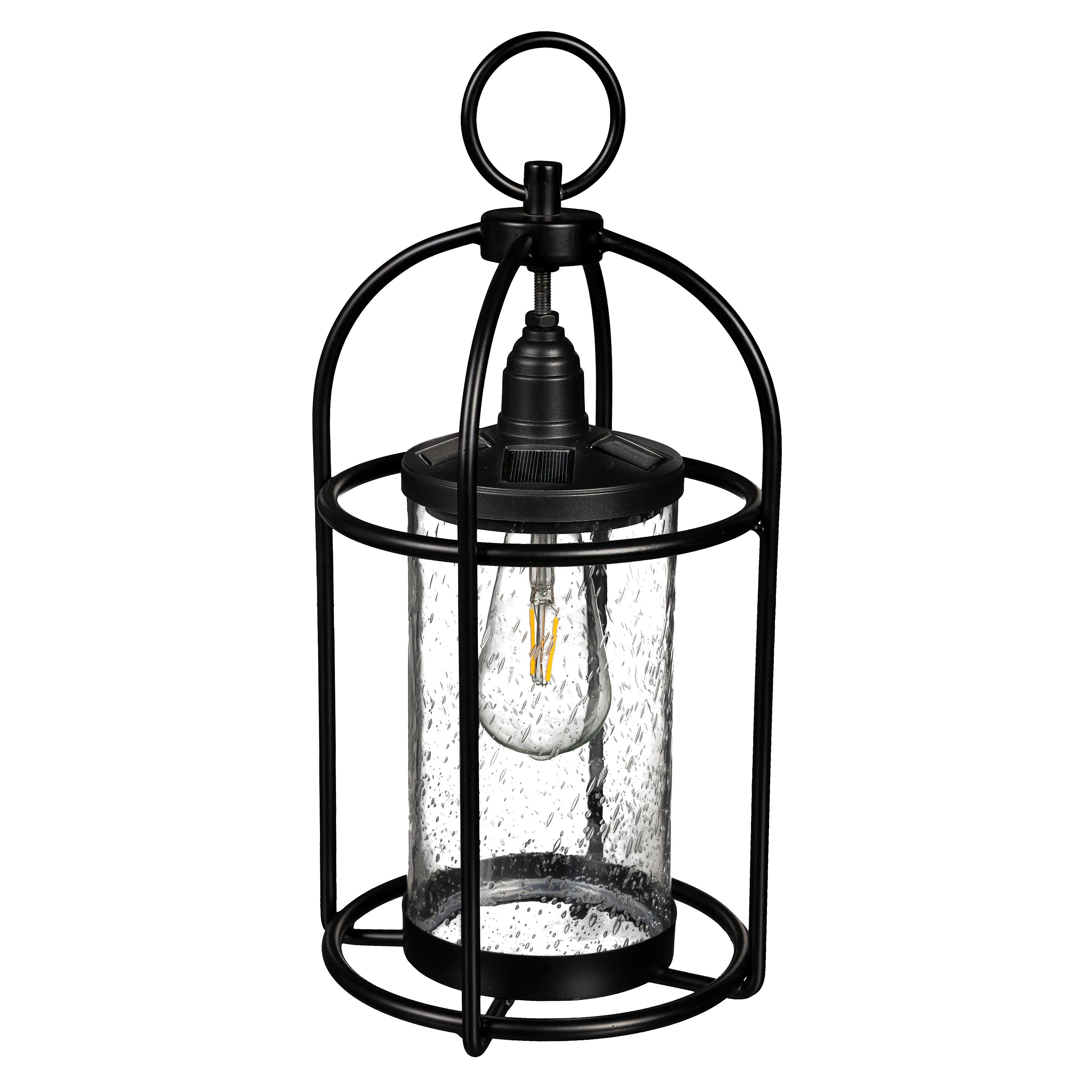 Solar lantern with bell glass and metal frame