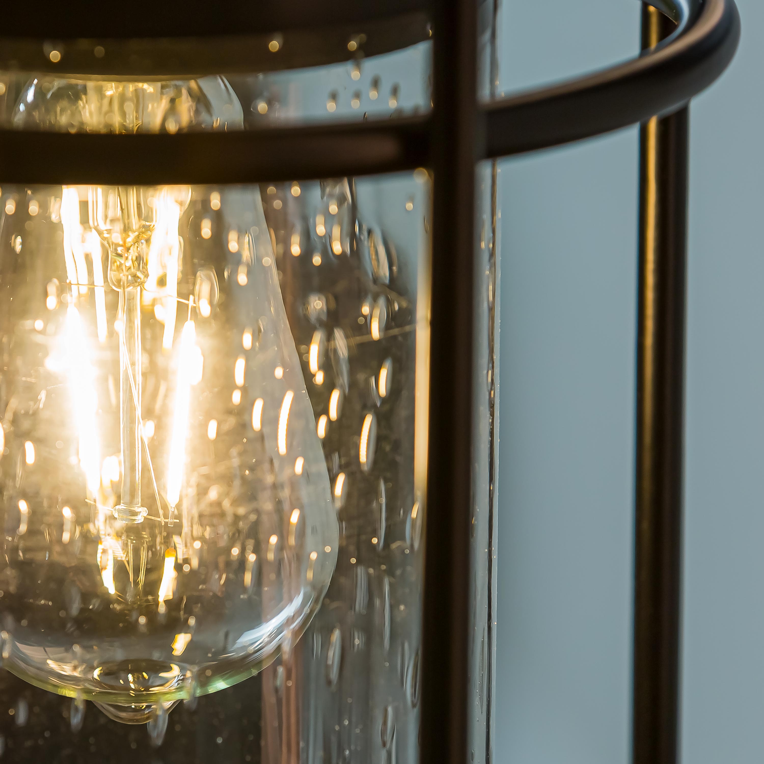 Solar lantern with bell glass and metal frame