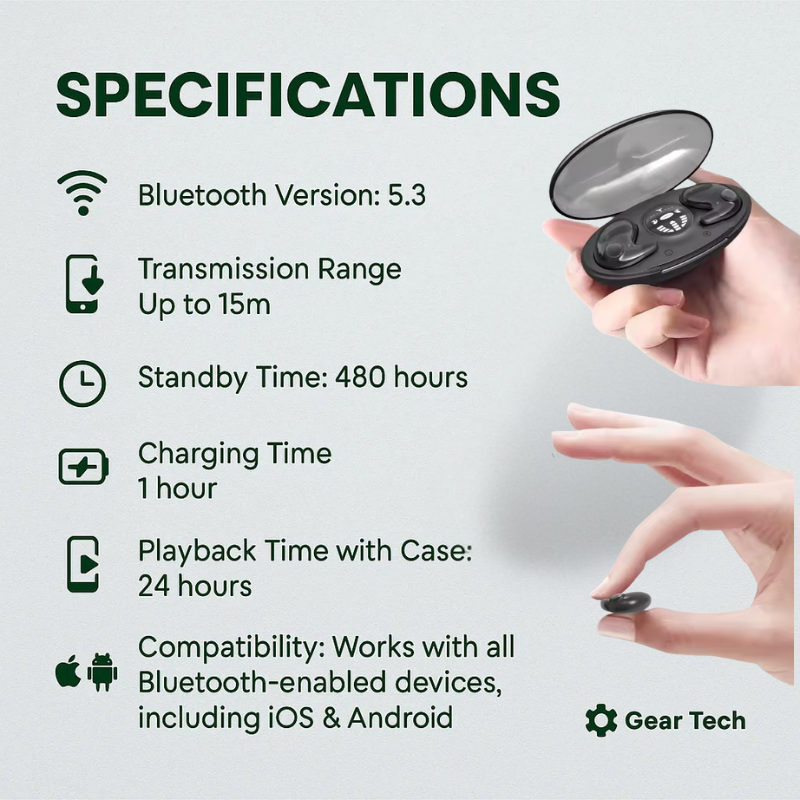 Invisible Wireless Sleep Earbuds Noise-Cancelling Headphones for Side Sleepers