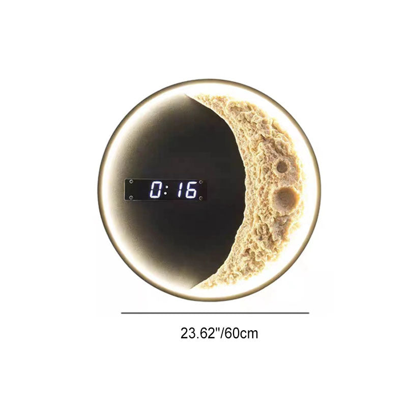 Futuristic LED Wall Light Moon & Astronaut Design with Integrated Clock