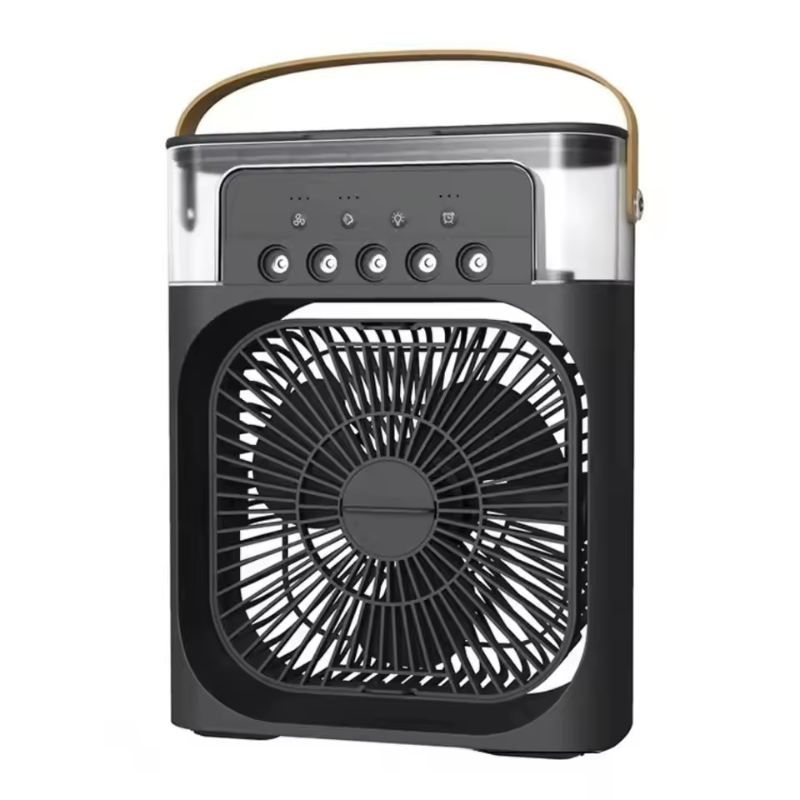 Portable table fan with air cooling and night light