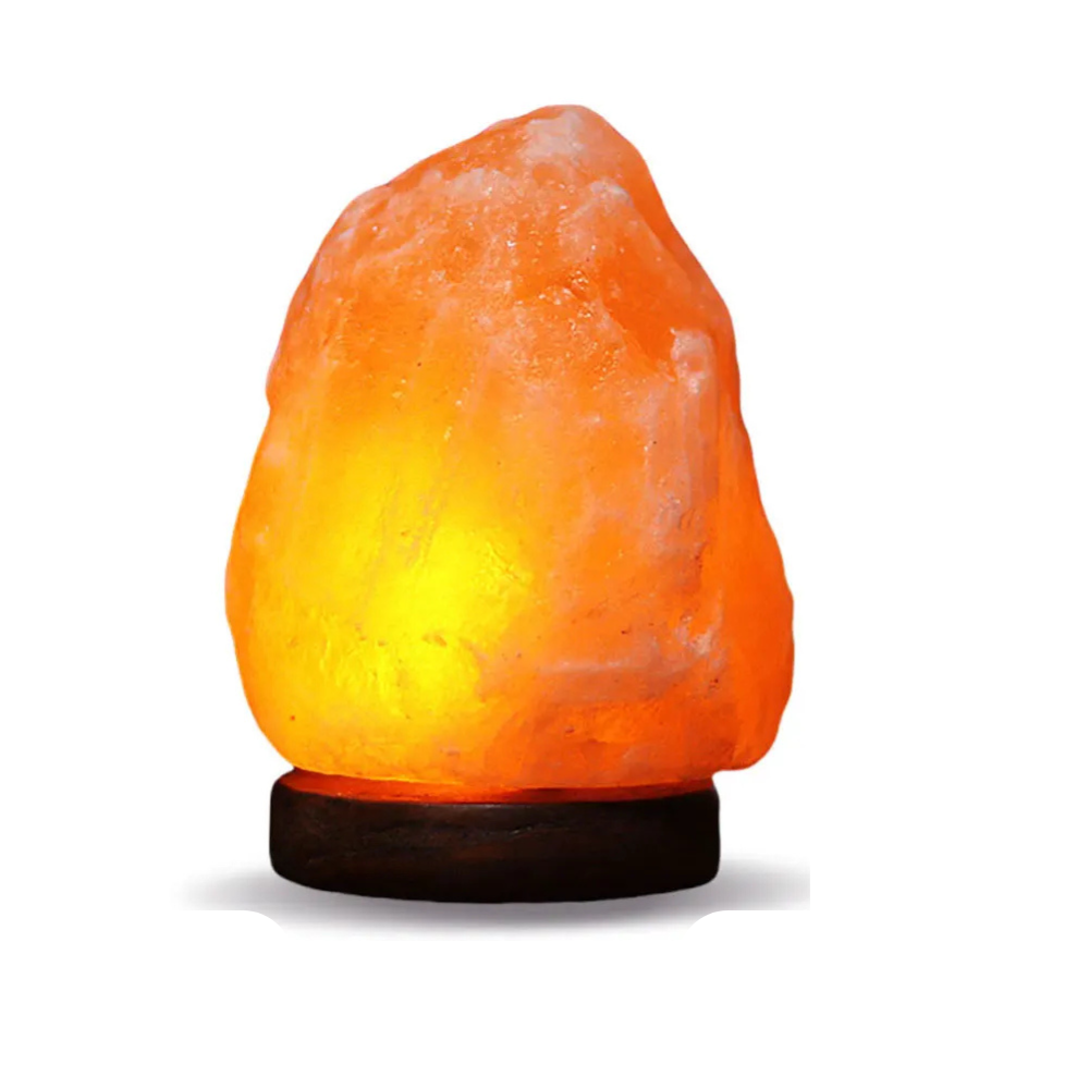 Himalayan Salt Lamp Crystal Rock LED Night Light with Wooden Base