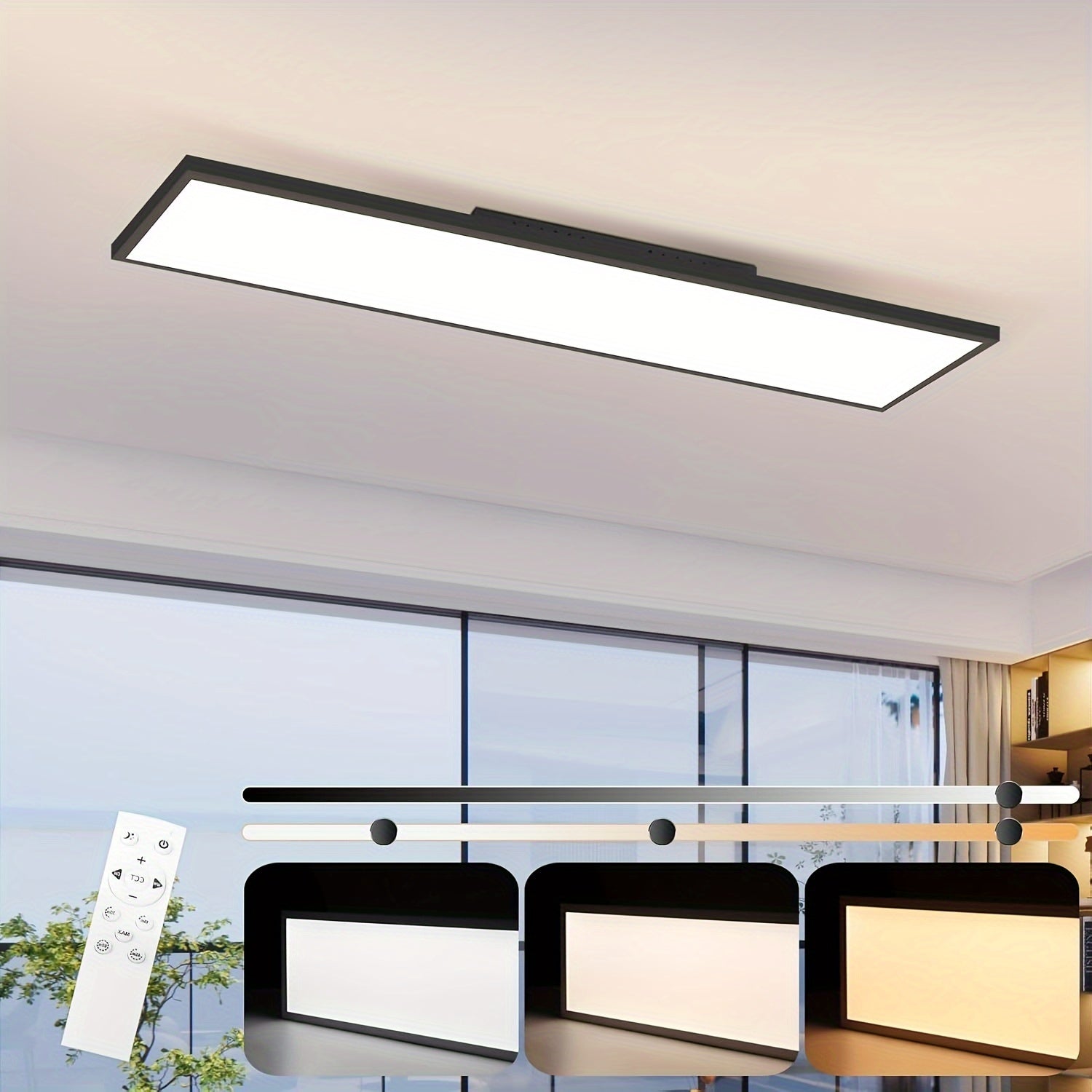 Modern Flush-Mount Flat LED Ceiling Light with Remote Control & Ambient Lighting