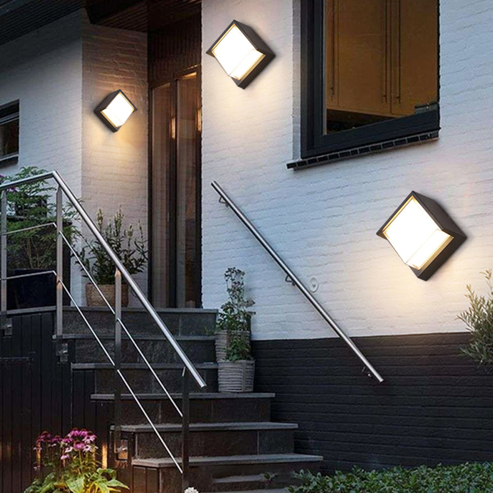 Contemporary Square Outdoor Wall Light Black Metal with Acrylic Shade