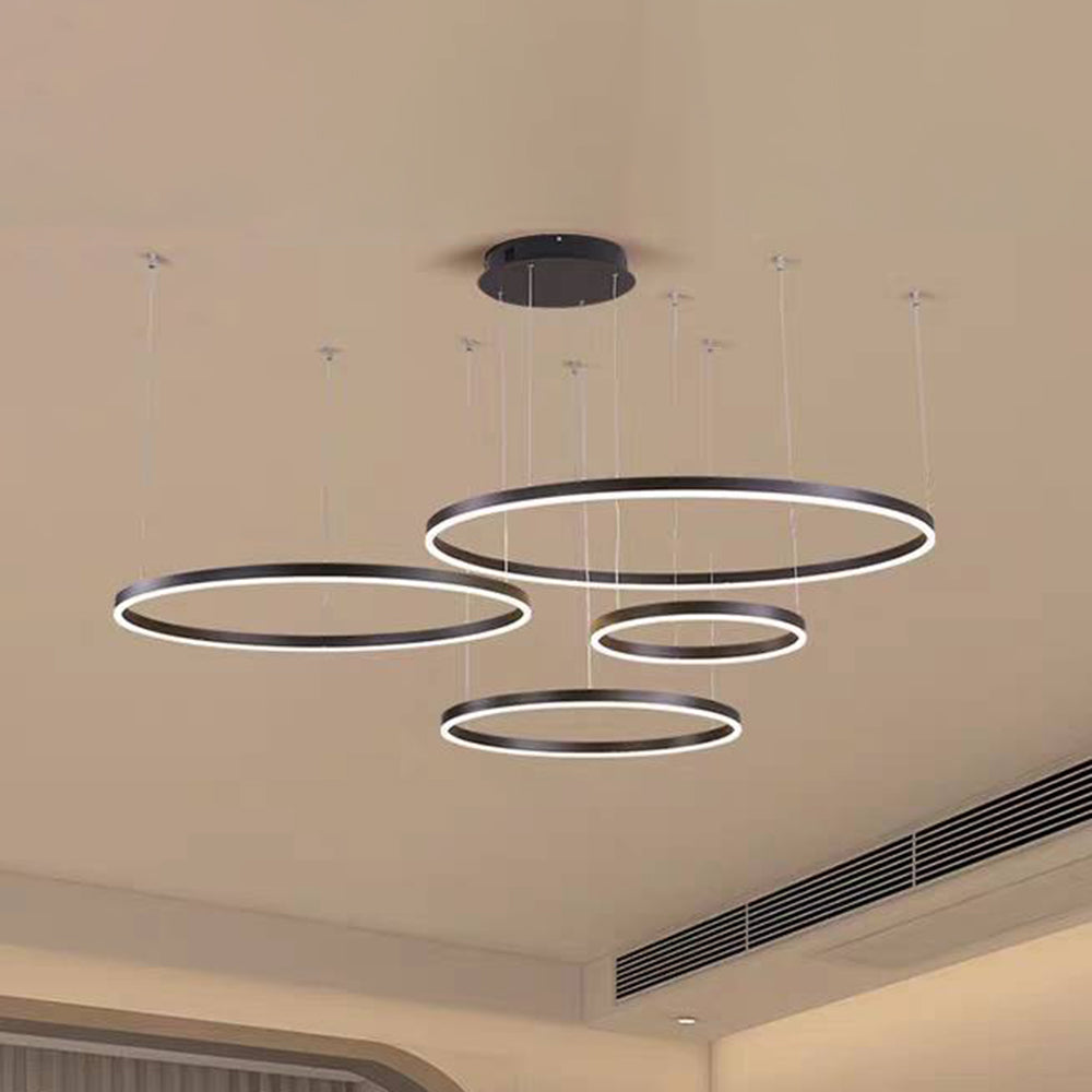 Modern Ring Pendant Light Elegant Black & Gold Metal Design