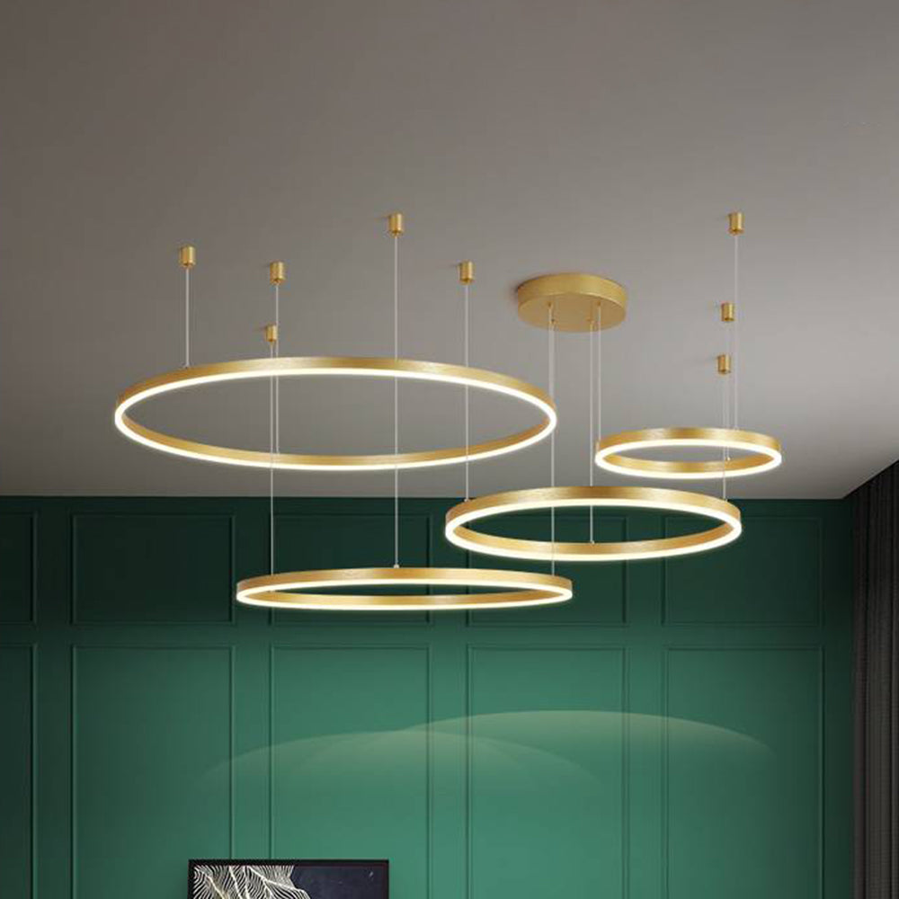 Modern Ring Pendant Light Elegant Black & Gold Metal Design