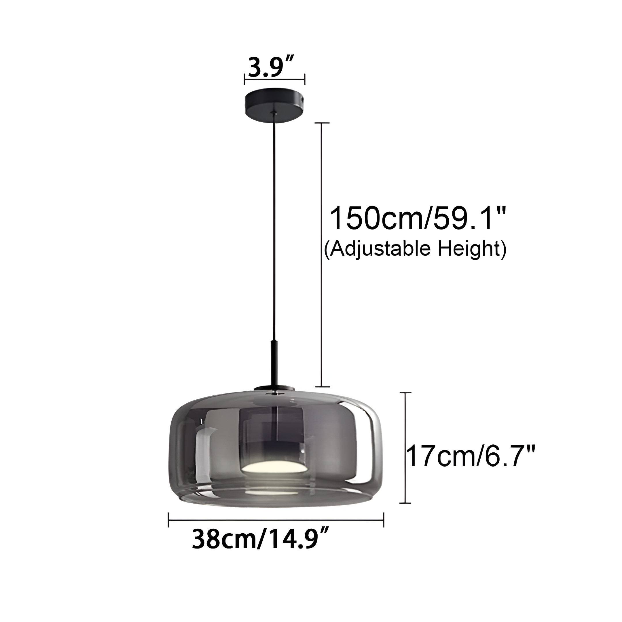 Retro Modern Glass LED Pendant Light Hand-Blown Trio with Adjustable Cord