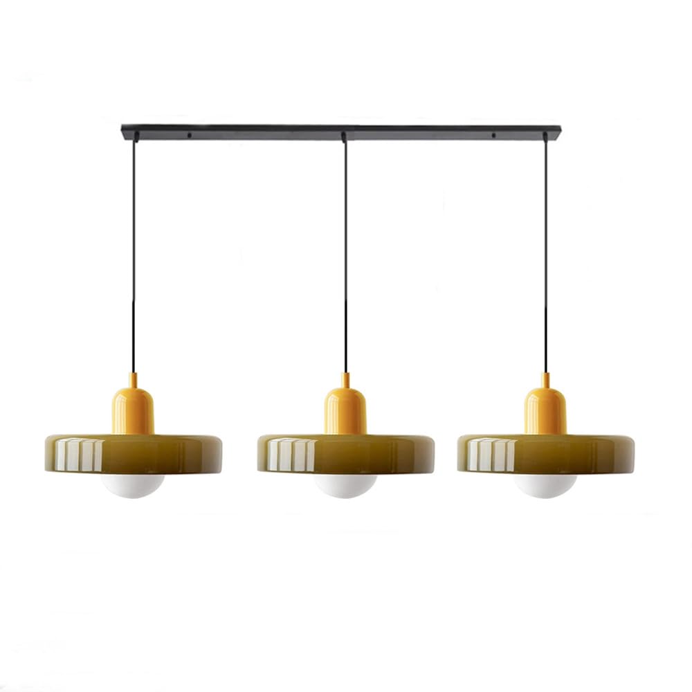 Stylish Pendant Light with 3 Colored Glass Shades Adjustable Ceiling Lamp