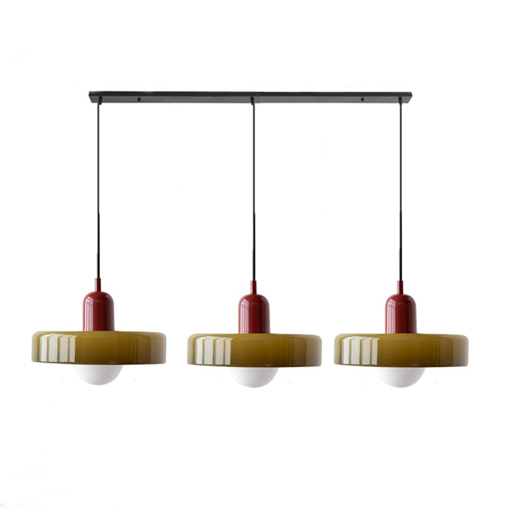 Stylish Pendant Light with 3 Colored Glass Shades Adjustable Ceiling Lamp
