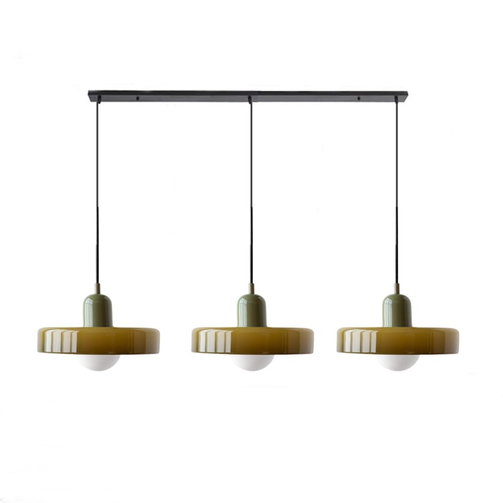 Stylish Pendant Light with 3 Colored Glass Shades Adjustable Ceiling Lamp