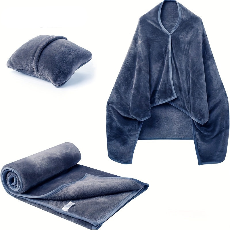 Wearable Heated Electric Blanket with Pillow Versatile 2-in-1 Travel Blanket with Closure