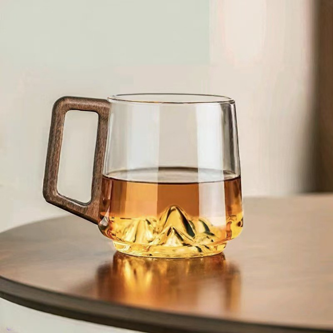 Modern Mug with Wooden Handle Stylish Large Cup for Hot & Cold Drinks
