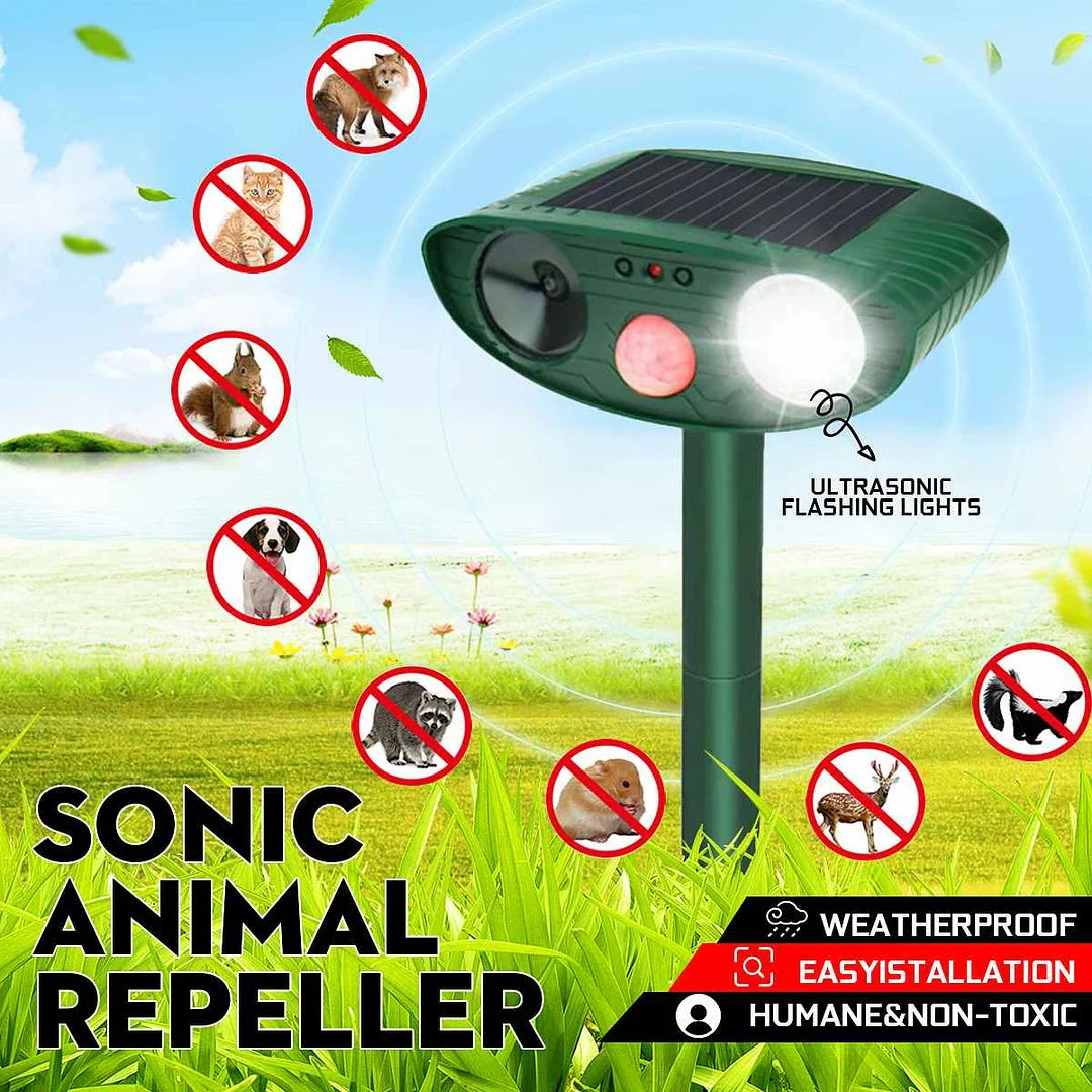 Ultrasonic Solar Deer Repeller Motion-Activated Outdoor Animal Deterrent (4-Pack)
