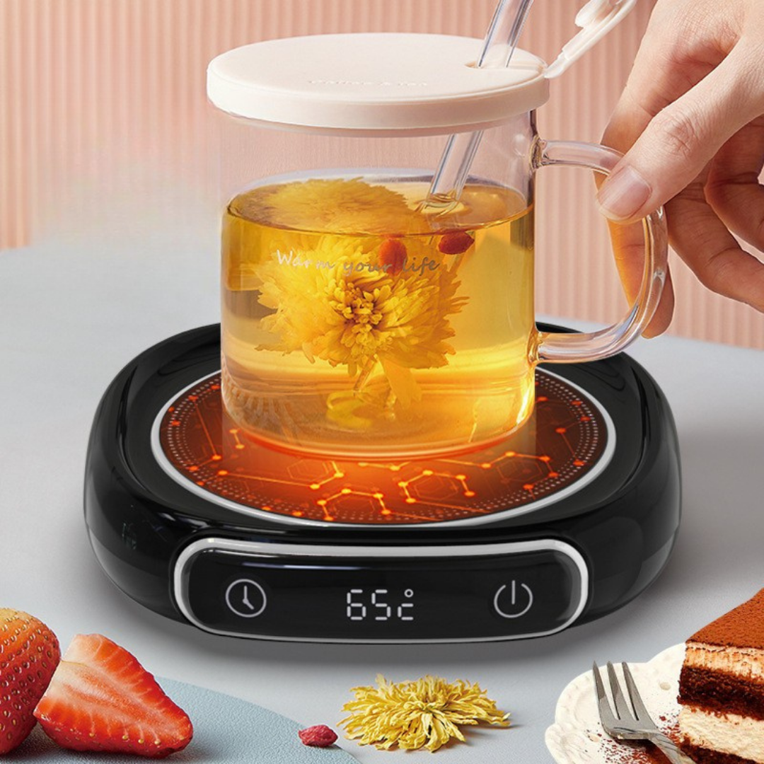 USB Smart Coffee Warmer Pad Compact Drink Heater with Safety Timer for Home & Office