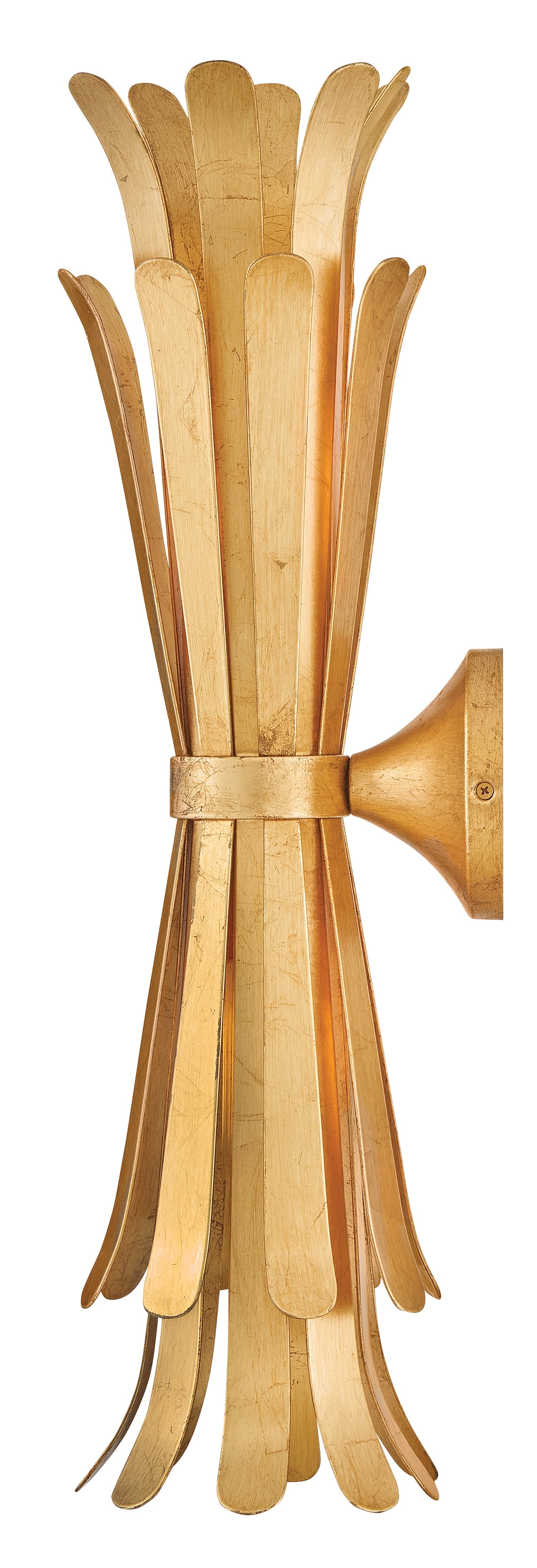 Wall lamp with decorative brass leaf shape