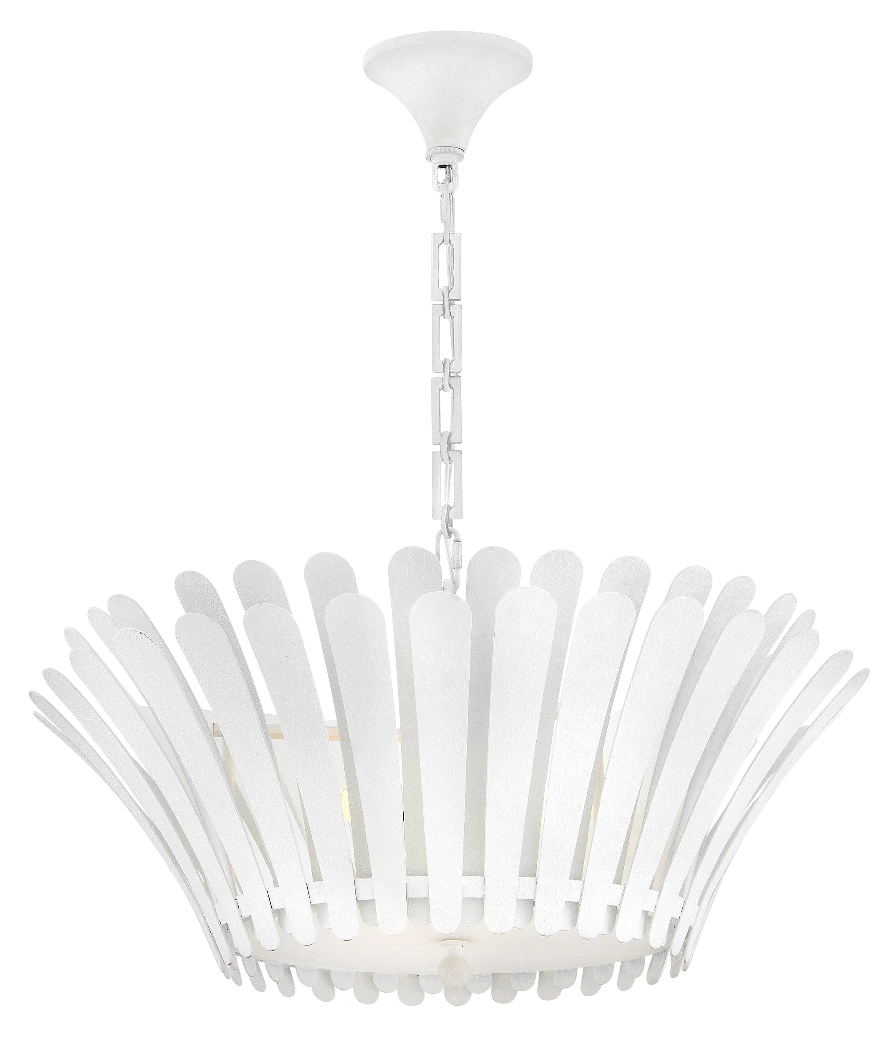 Pendant lamp with central diffuser and metal leaf design
