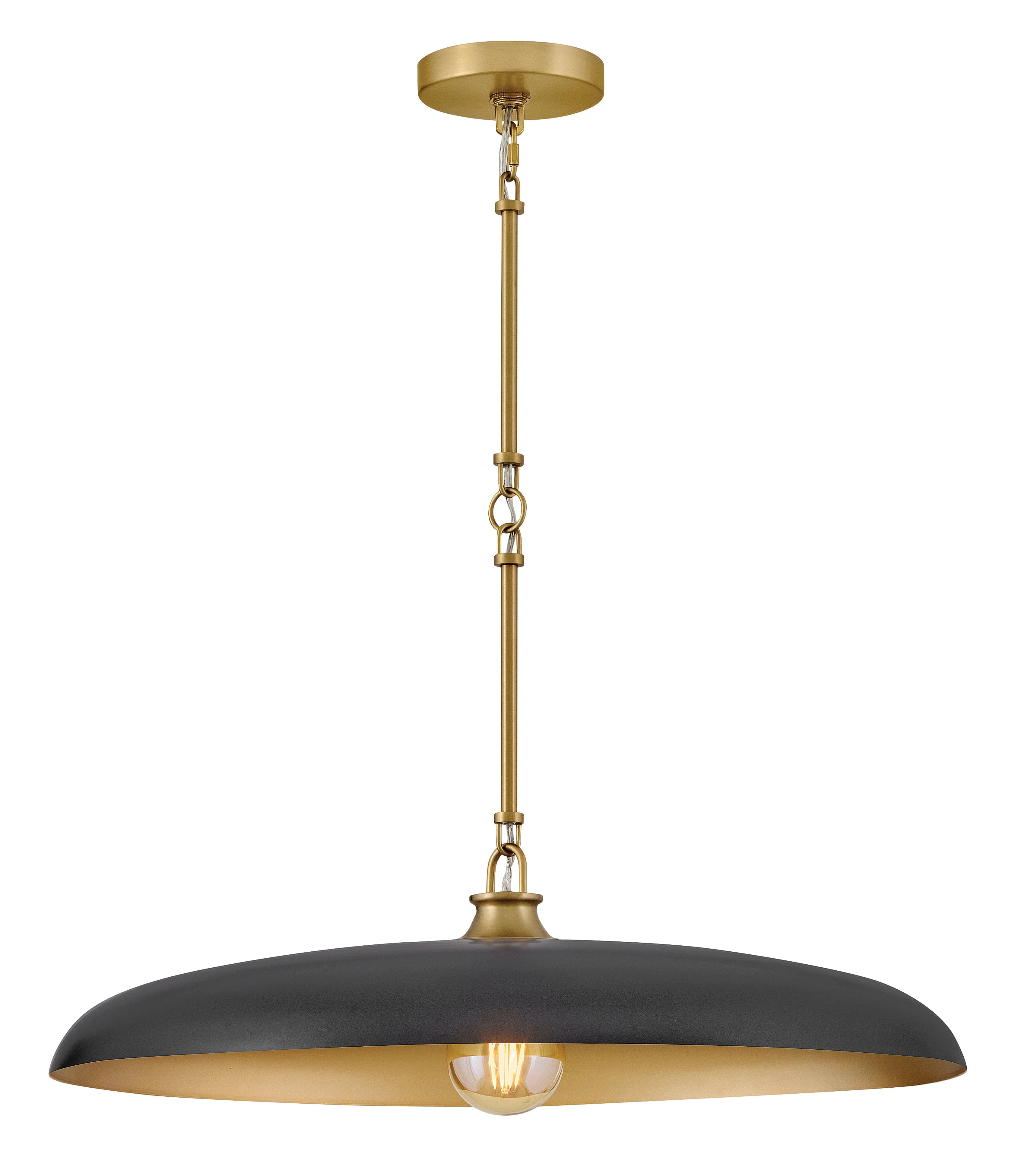 Sadie pendant lamp with shallow dish shade and chain suspension