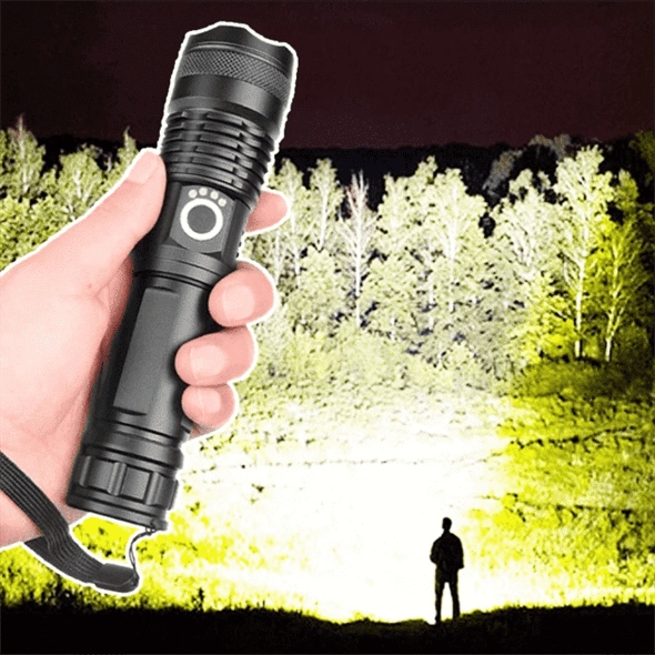Power Beam XHP50.2 Flashlight 90000 Lumens Super Bright Rechargeable Torch
