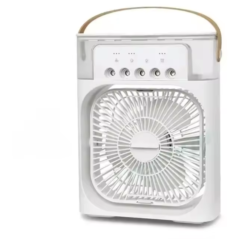 Portable table fan with air cooling and night light