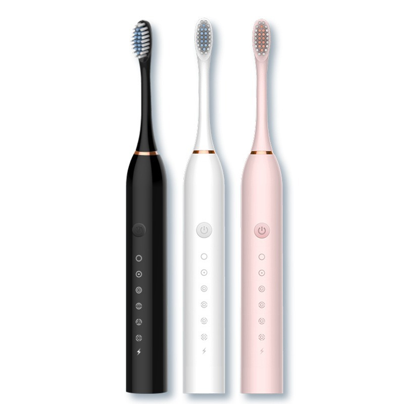 Rechargeable sonic toothbrush with soft replacement brushes