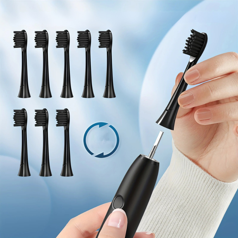 Rechargeable sonic toothbrush with soft replacement brushes