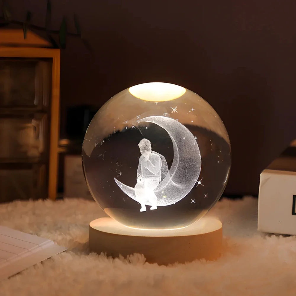Luminous 3D Crystal Ball Glowing Planet Night Light